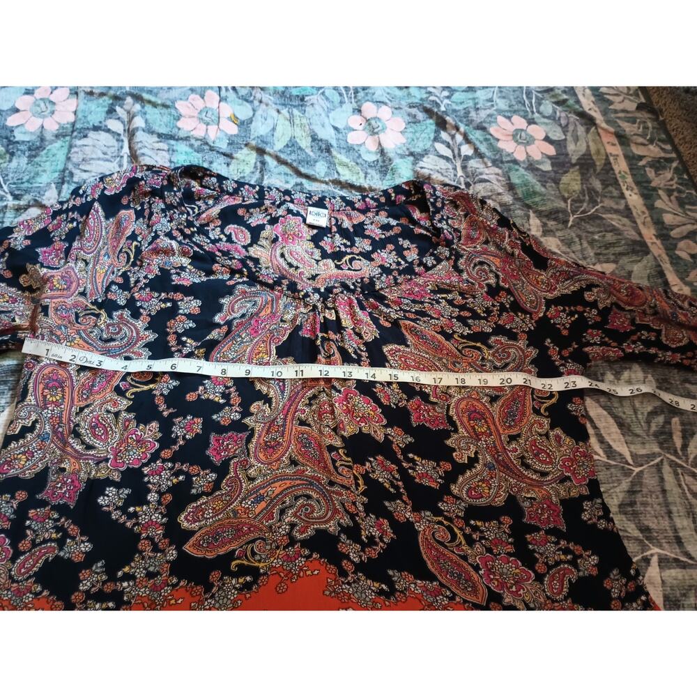 Bila Womens Boho Peasant Top XXL Paisley Flowy Festival Beach - Picture 10 of 10